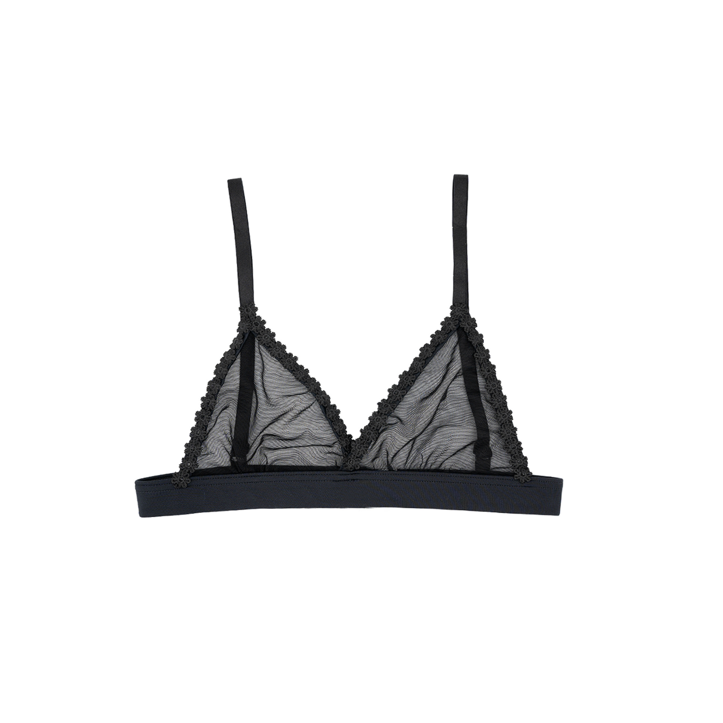 Bra Scilla con micro applicazioni floreali in pizzo macramè nero - Èlla