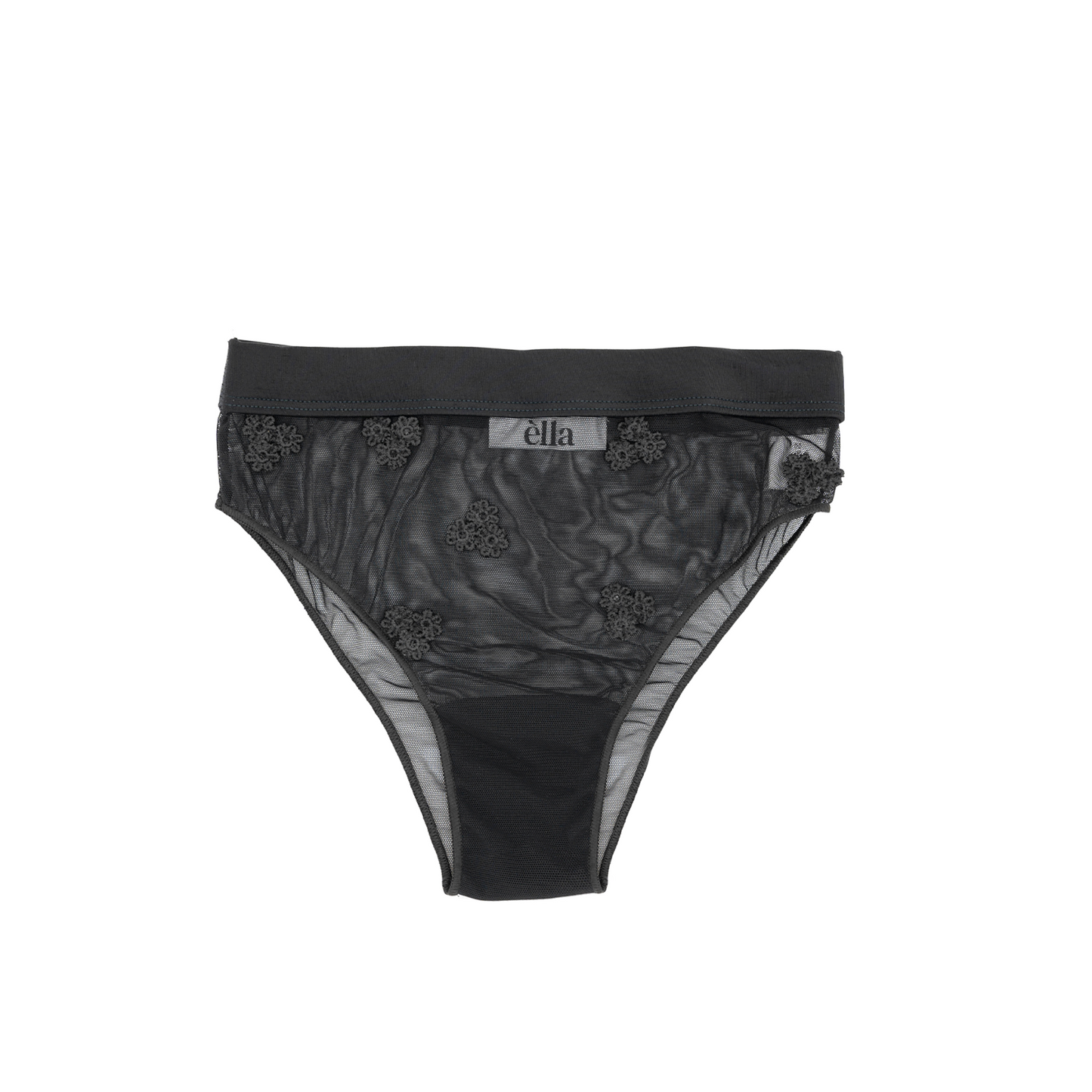 Slip Scilla con micro applicazioni floreali in pizzo macramè nero - Èlla