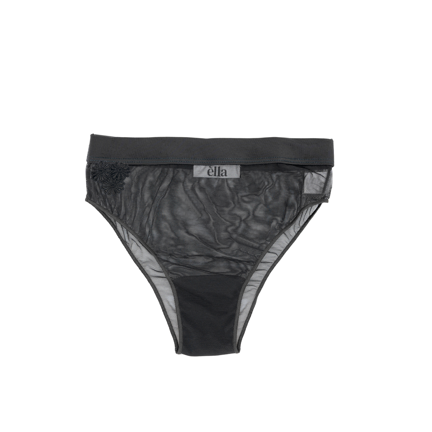 Slip Scilla con applicazioni floreali in pizzo macramè nero - Èlla